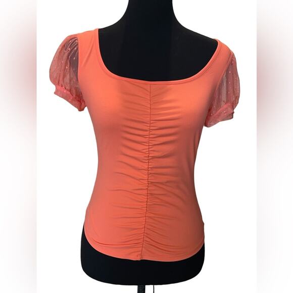 New ~ FREE PEOPLE  ~ Blush Up Ruched Blouse XS STRETCHY FALL VIBES - Picture 2 of 9